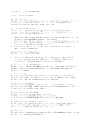 Download Privacy Policy for Prompt Dock.txt for free