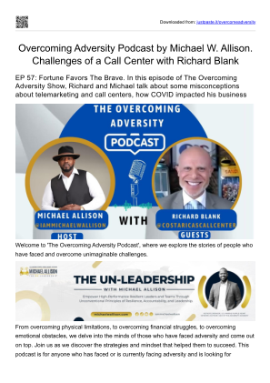 İndir The Overcoming Adversity Podcast by Michael W. Allison. Challenges of a Call Center CEO with Richard Blank..pdf ücretsiz