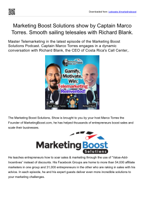 Télécharger Marketing Boost Solutions show by Captain Marco Torres. Smooth sailing telesales with Richard Blank..pdf gratuitement