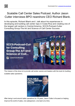 İndir Scalable Call Center Sales Podcast. Author Jason Cutter interviews BPO nearshore CEO Richard Blank..pdf ücretsiz
