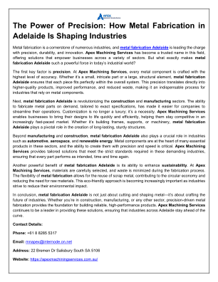 Descargar The Power of Precision-How Metal Fabrication in Adelaide Is Shaping Industries.pdf gratis