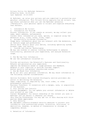 Télécharger Privacy Policy for MyPocket Extensi.txt gratuitement
