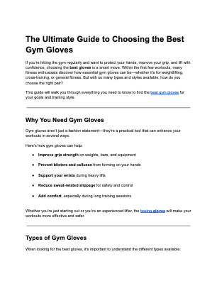 Télécharger The Ultimate Guide to Choosing the Best Gym Gloves gratuitement