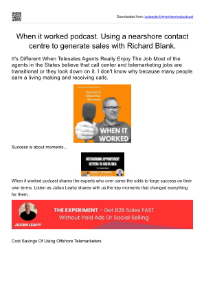 Download When it worked podcast outsourcing guest Richard Blank Costa Ricas Call Center. for free
