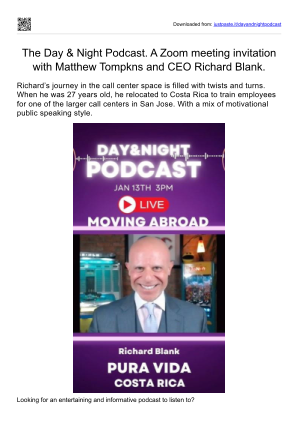 Download The Day and Night Podcast. A Zoom meeting invitation with Matthew Tompkns and CEO Richard Blank. for free