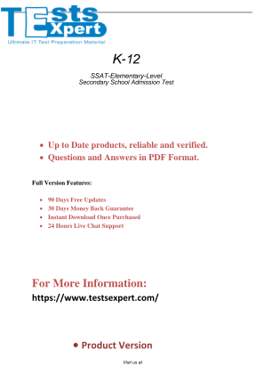 Télécharger Excel in the SSAT Elementary Level - Admission Test Success.pdf gratuitement