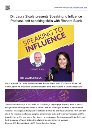 İndir Dr. Laura Sicola presents Speaking to Influence Podcast. Soft speaking skills with Richard Blank..pdf ücretsiz