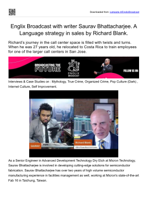 Download Englix Broadcast with writer Saurav Bhattacharjee. A Language strategy in sales by Richard Blank for free